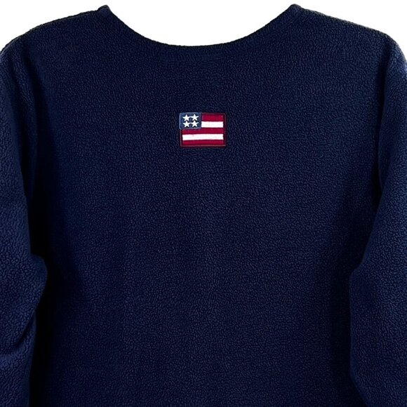 Croft & Barrow Sport Womens M Navy Holiday Fleece Cardigan Embroidery Appliques - Picture 3 of 13